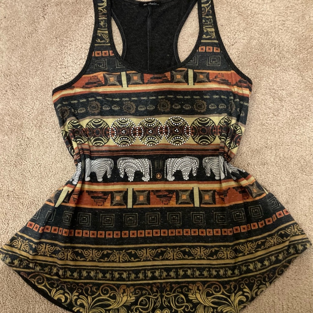 Tribal Boho Bejeweled Elephant Racerback Women’s Tanktop